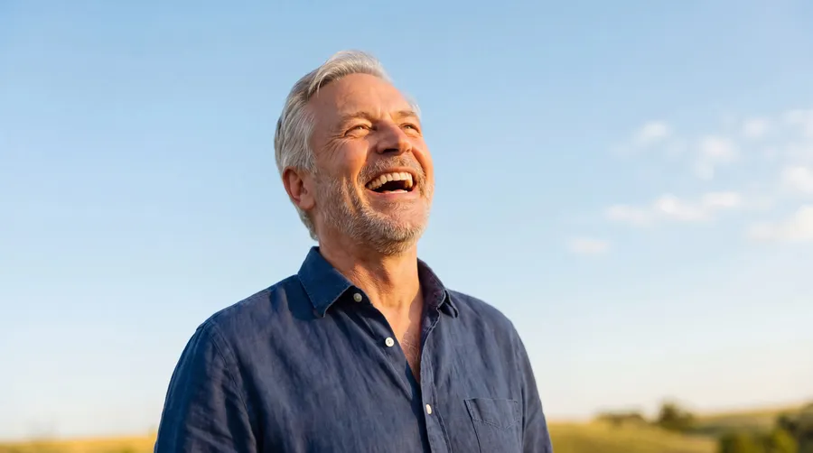 Homem sorrindo ao ar livre